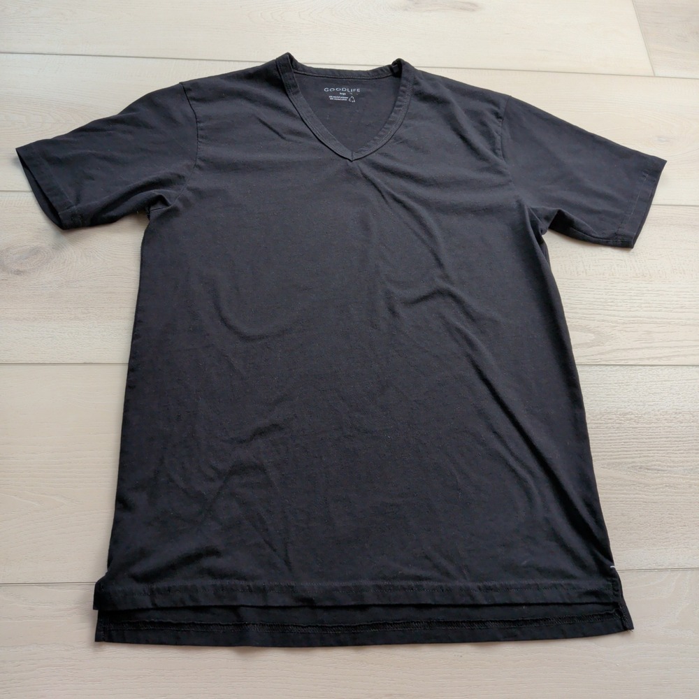 Goodlife T-Shirt Mens Large Black V-Neck Short Sleeve Cotton Blend
